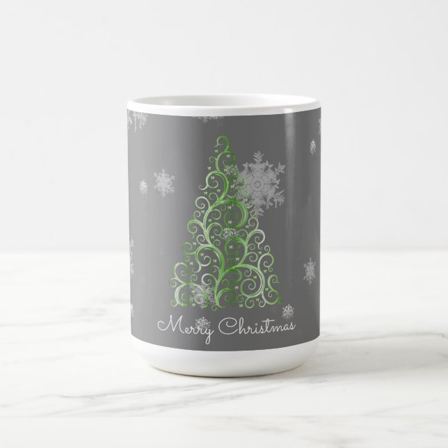 Caneca De Café Árvore de Natal Verde e Snowflakes Mug (Centro)