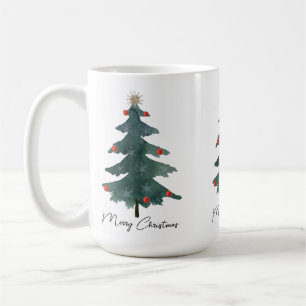 Caneca De Café Árvore de Natal Verde Festiva Feliz Natal