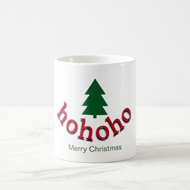 Caneca De Café Árvore de Natal Verde HoHo Vermelho Feliz Natal (Centro)