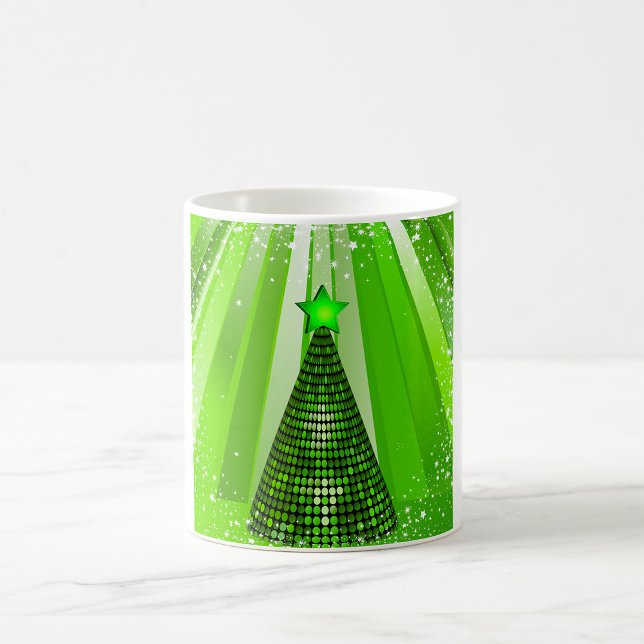 Caneca De Café Árvore de Natal Verde Moderna com Estrela (Criador carregado)