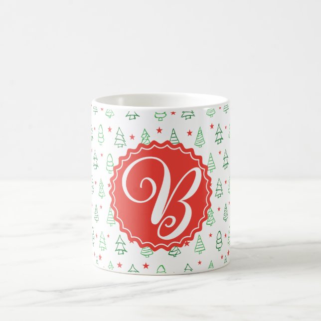 Caneca De Café Árvore de Natal Vermelha e Verde (Centro)