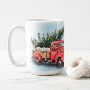 Caneca De Café Árvore de Natal Vintage Red Truck