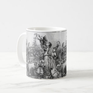 Caneca De Café Árvore de Natal Vitoriana Família Antiga Festa
