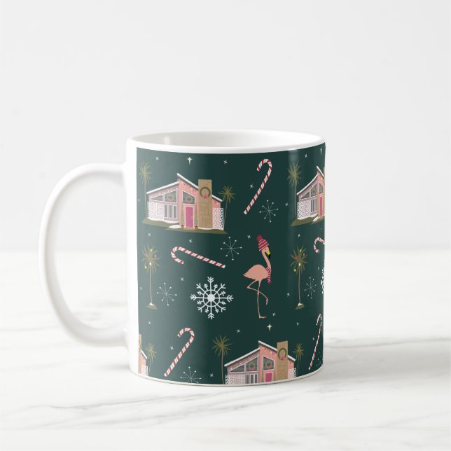Caneca De Café Árvore de Palma da Casa Rosa de Natal do século Me (Esquerda)