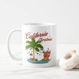 Caneca De Café Árvore de Palma de Natal da Califórnia e Reindeer