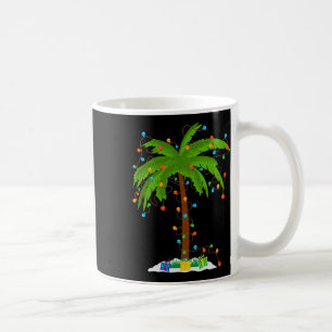 Caneca De Café Árvore de Palma de Praia de Natal com Luzes de Nat