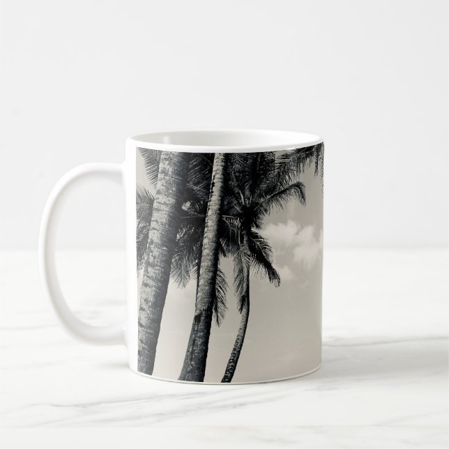 CANECA DE CAFÉ ÁRVORE DE PALMA TROPICAL NA PRAIA (Esquerda)
