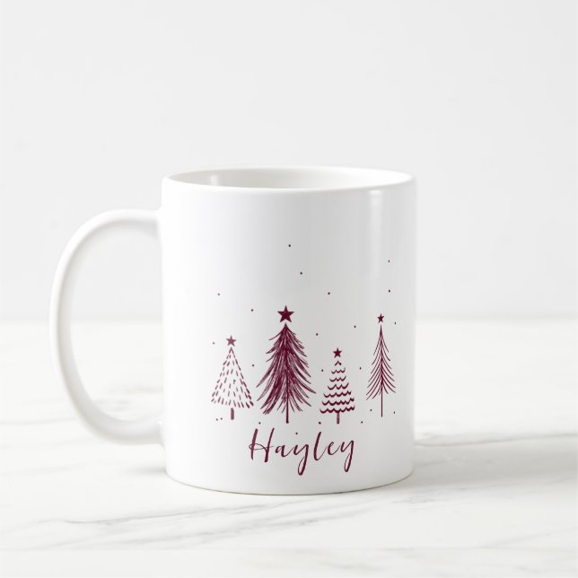 Caneca De Café Árvore de pinheiro de Natal Personalizada (Esquerda)