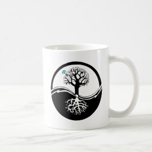 Caneca De Café Árvore de Yin Yang do preto & do branco da vida