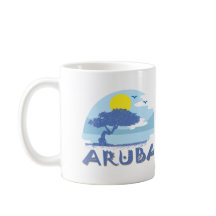 Árvore Divi de Aruba Azul Retroativa, Sol e Oceano