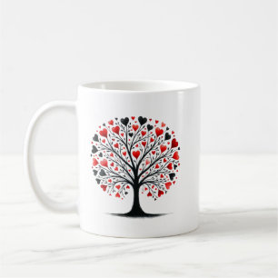 Caneca De Café Árvore do Coração Romântico Ilustração em Aquarela