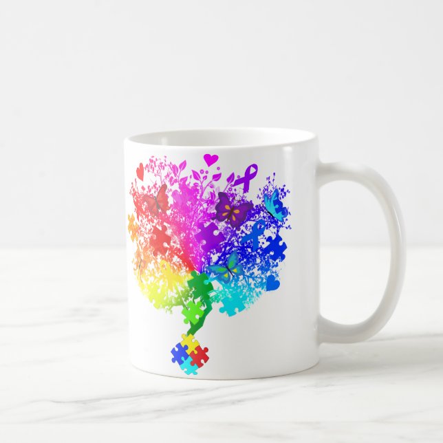 Caneca De Café Árvore do espectro do autismo (Direita)