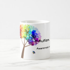 Caneca De Café Árvore do quebra-cabeça do arco-íris da