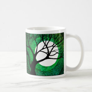 Caneca De Café Árvore e lua - verde