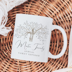 Caneca De Café Árvore Familiar Mantendo Aquarela