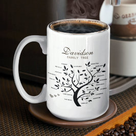 Caneca De Café Árvore Familiar Personalizada (20 nomes)