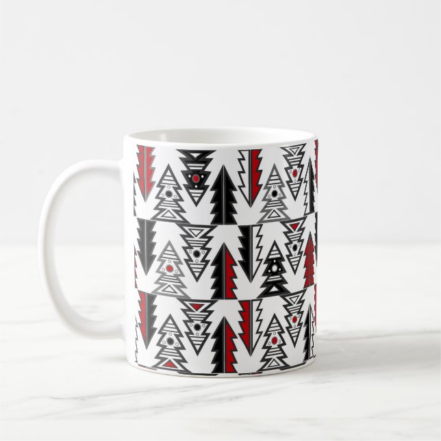 Caneca De Café Árvore Feliz de Natal abstrato geométrica moderna  (Esquerda)