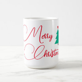 Caneca De Café Árvore Feliz de Natal e Caligrafia