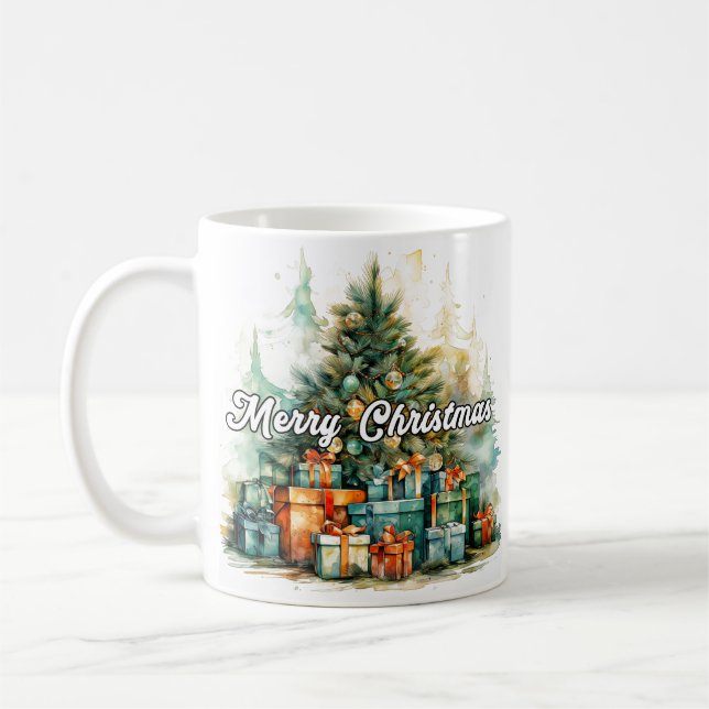 Caneca De Café Árvore Feliz de Natal | Feriados felizes (Esquerda)
