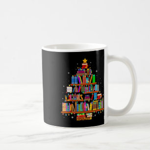 Caneca De Café Árvore Feliz Natal Amante de Livros Bibliotecário