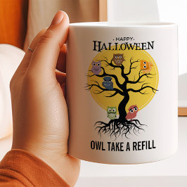 Caneca De Café Árvore genealógica da Família de Corujas Assustado