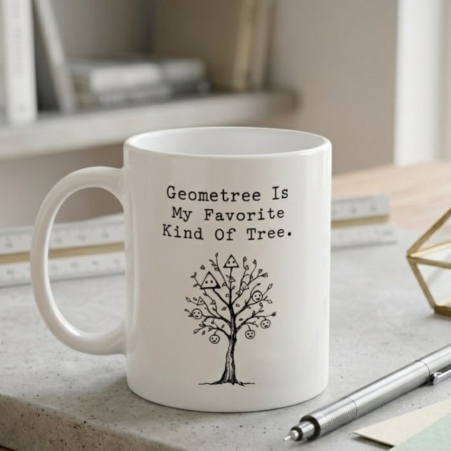Caneca De Café Árvore Geométrica Favorita Design Divertido de Mat (Criador carregado)
