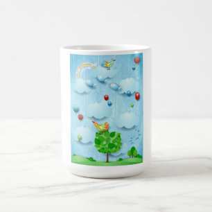 Caneca De Café Árvore grande e peixes voadores