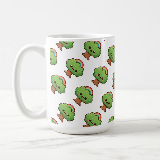 Caneca De Café Árvore Kawaii Amigável (Esquerda)
