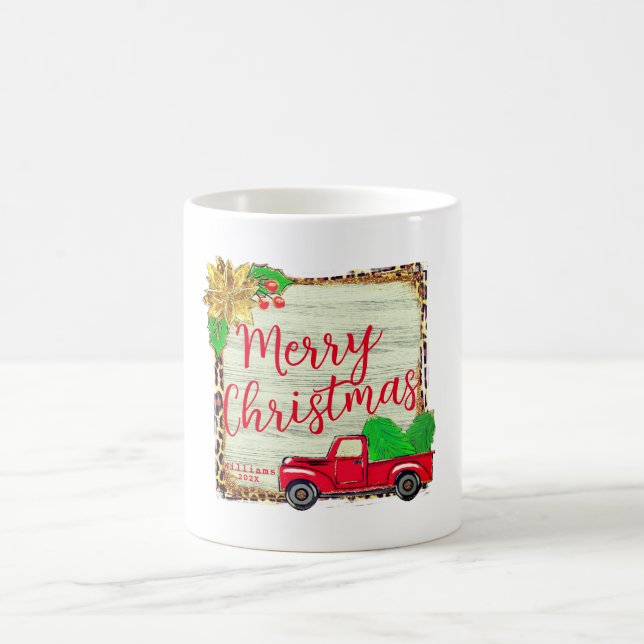 Caneca De Café Árvore Natal Clássica e Caminhão de Natal Vermelho (Centro)