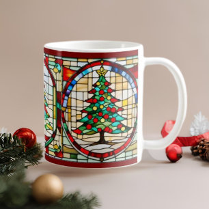 Caneca De Café Árvore Natal Vidro Arte Vidro