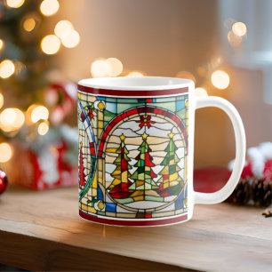 Caneca De Café Árvore Natal Vidro Arte Vidro