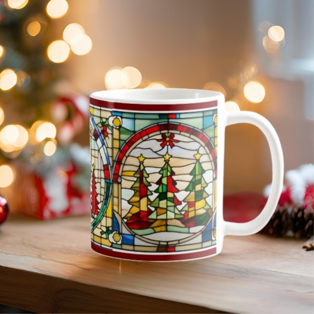 Caneca De Café Árvore Natal Vidro Arte Vidro (Criador carregado)