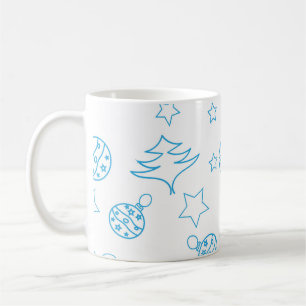 Caneca De Café Árvore natalícia, estrelas e bolas - simples sem c