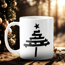 Caneca De Café Árvore Negra Simples de Natal com uma Estrela
