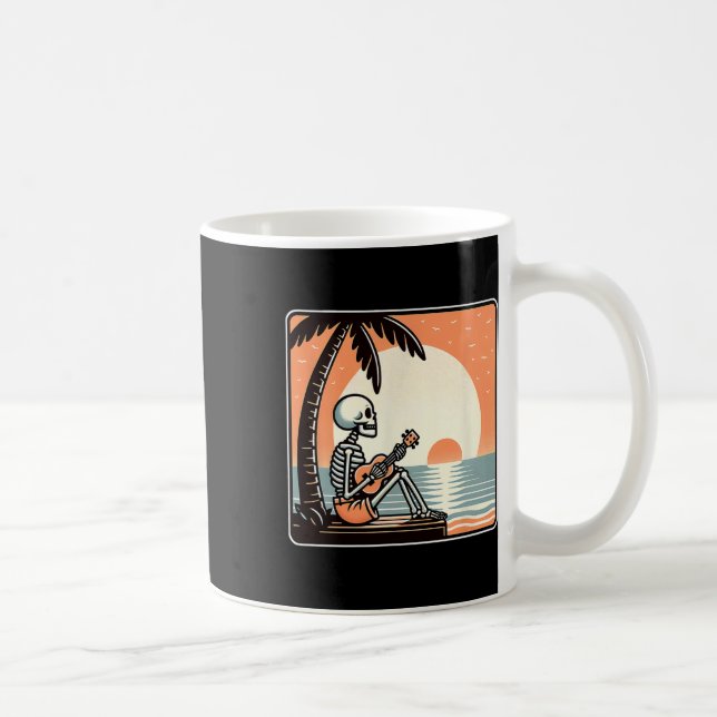 Caneca De Café Árvore Palm de Praia do Skeleton Halloween (Direita)