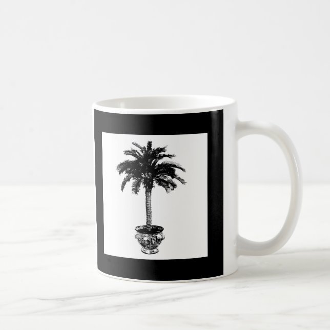 Caneca De Café Árvore Palm - preto e branco (Direita)