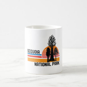 Caneca De Café Árvore retro da sequóia do parque nacional de