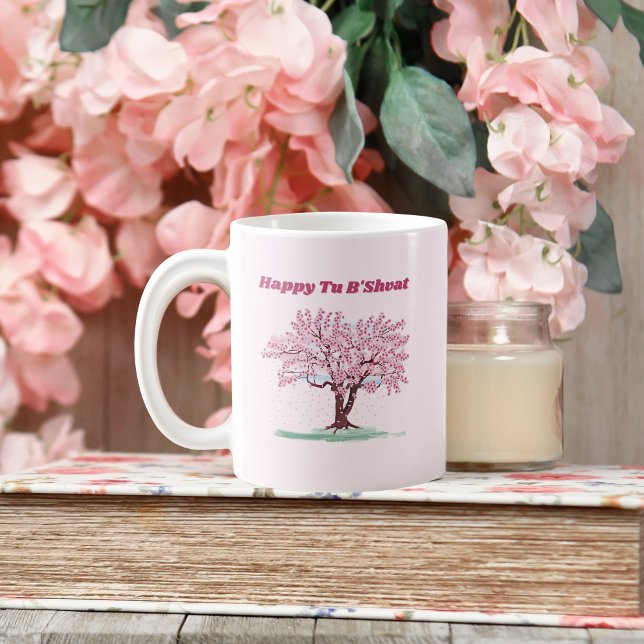 Caneca De Café Árvore Rosa Happy Tu B'shvat (Criador carregado)