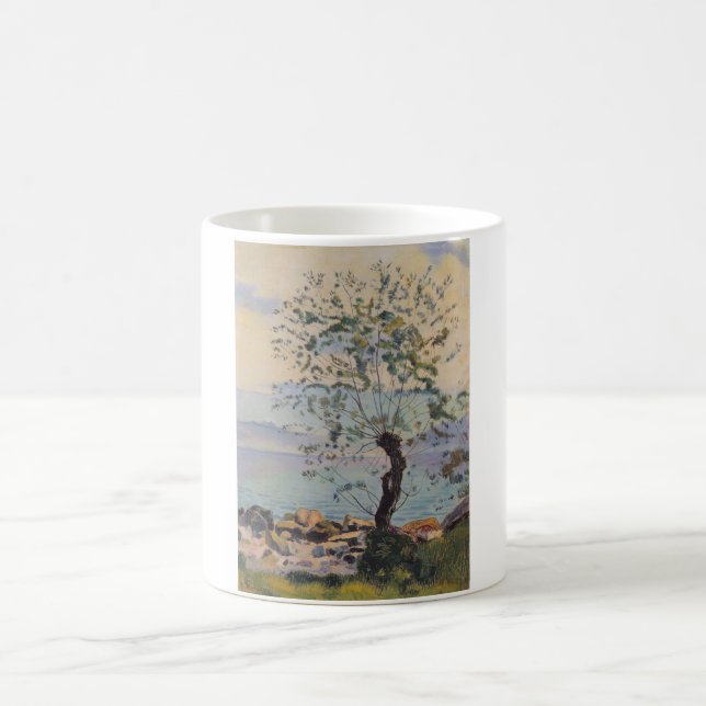 Caneca De Café Árvore selvagem pelo lago (paisagem suíça) (Centro)