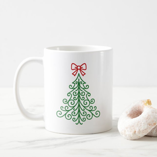 Caneca De Café Árvore simples com Natal moderno Arco (Com Donut)