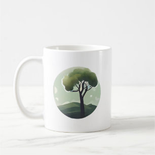 Caneca De Café Árvore Solitária - Paisagem Serene Hillside