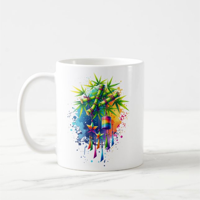 Caneca De Café Árvore Tanabata Aquarela (Esquerda)
