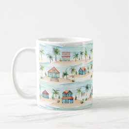 Caneca De Café Árvore Tropical de Palm, Oceano de Praia