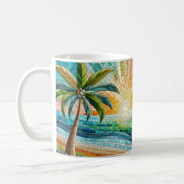 Caneca De Café Árvore Tropical de Praia Sunset (Esquerda)