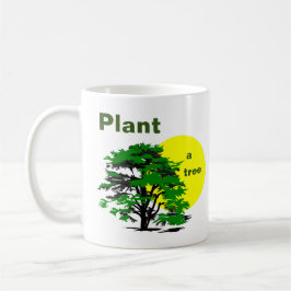 Caneca De Café Árvore Verde e Sol Amarelo, Plante uma Árvore