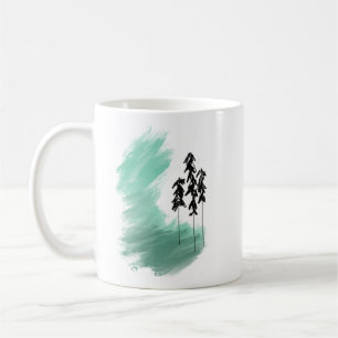 Caneca De Café Árvore verde escandinava: simples menta moderna