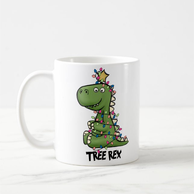 Caneca De Café Árvore Verde, Rex Dino Feliz Natal (Esquerda)