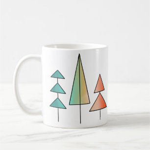 Caneca De Café árvores arco-íris modernistas de meados do século