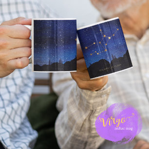 Caneca De Café Árvores da Noite Estrelada Ouro Virgem Constelação