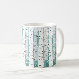Caneca De Café Árvores-de-bico flocos de neve listrados pelas flo